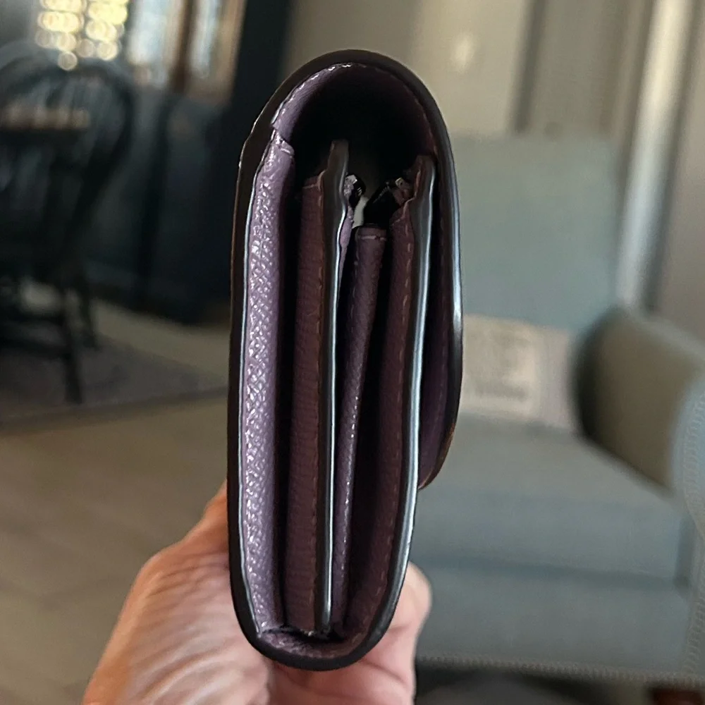 EUC COACH Women’s Crossgrain Slim Envelope Wallet Rich Purple Plum Silver HW - Picture 6 of 8